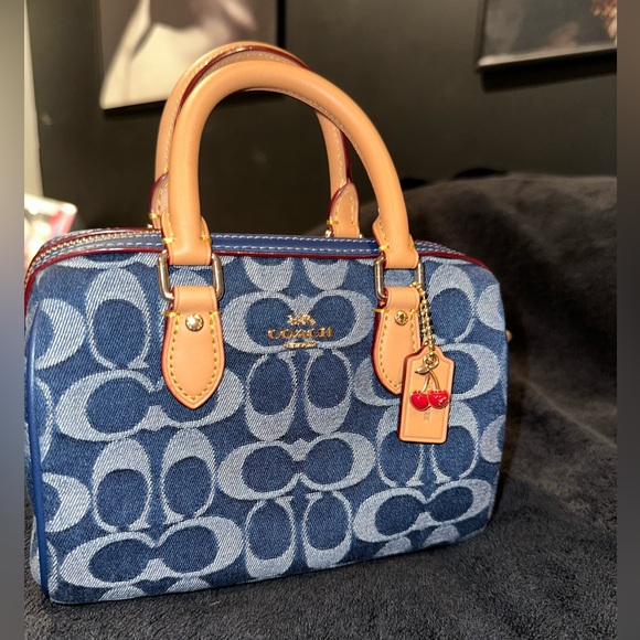 Coach Blue and Tan Mini Bag - Picture 1 of 8